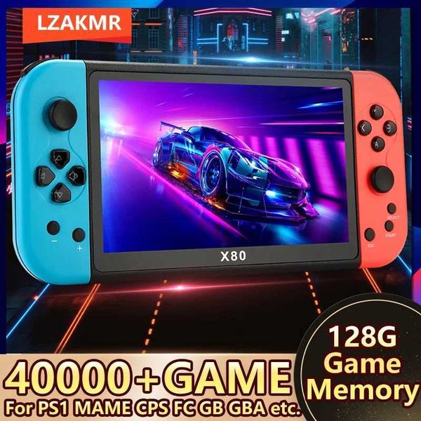 LZAKMR Handheld Game Player X80 Retro Console 40000+Games 128G Memory 800x480 Resolution For PS1 MAME CPS FCGB GBA CompatibilityXJ241204