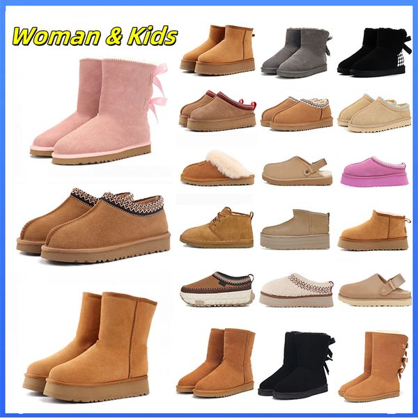 Designer shoes Woman Kids Slippers Tasman Tazz Toddler Infants Fur Slides Classic Mustard Seed Sand Ultra Mini Child Platform Boots Slip-on