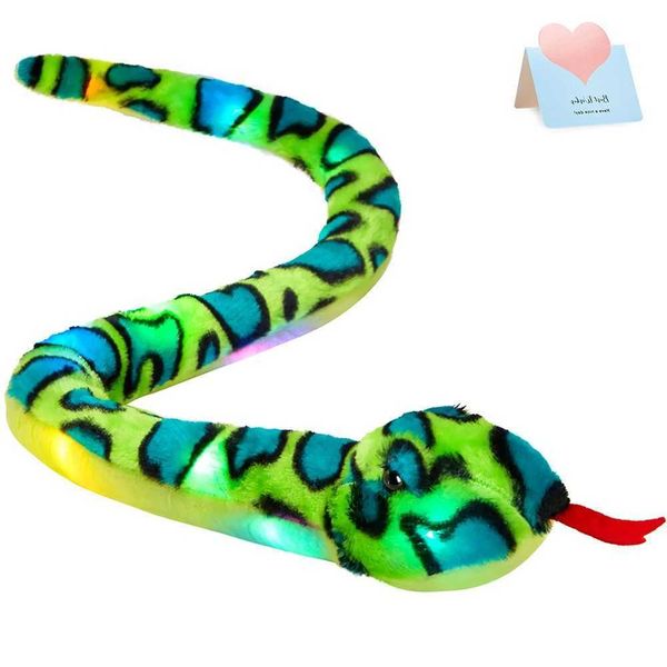 Plush Light - Up toys 100cm Green Snake Plush Toys with LED Glowing Luminous PP CottonSoft Stuffed Animals Dolls Light-up Toys Gift for Chil