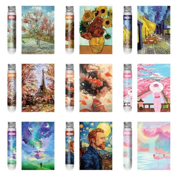 150PCS-Set Mini Test Tube Puzzle Portable Exquisite Oil Painting Landscapes Jigs Creative Clear Patterns Puzzle Game Gift Z250117