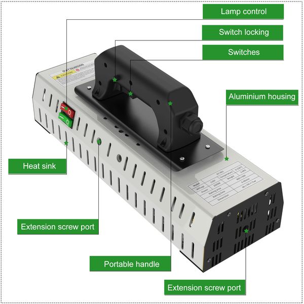DATOU Handheld Infrared Paint Curing Lamp 2000W Shortwave Infrared Heating Light Paint Baking Dryer for Car Body Repair Tool