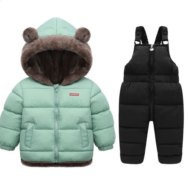 Winter Children Clothing Sets Lamba Lambe Coats Down calças Baby Espalhar quente 2pcs Terno infantil roupas meninos meninas jaquetas de moda