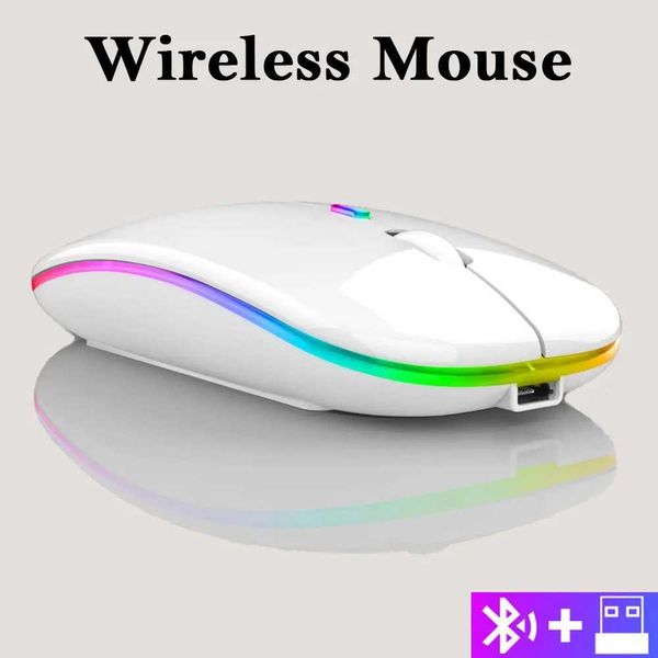 Mice Hot Wireless Bluetooth Mouse 2.4GHz Dual Modes Rechargeable Mice RGB Ergonomic Silent Click Mouse for PC iPad Laptop H241122