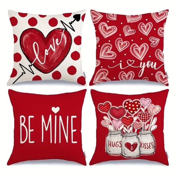 Valentines Day decoration pillowcase gift love bottle pattern printing is suitable for home room sofa cushion cover 250109