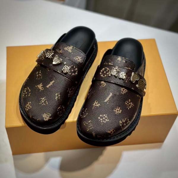 Designer Slipper Cosy Flat sandals Calfskin Mules Clogs Denim Letter Printing Comfort Platform Luxury Easy Sandal fashion womens fluffy shoe