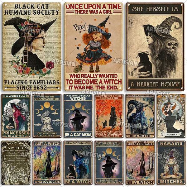 Artisan Halloween Metal Plaque Witches Tin Sign Girl Decorative Plate Wall Decor Garage Bar Pub Club Hotel Kitchen Home Z250118