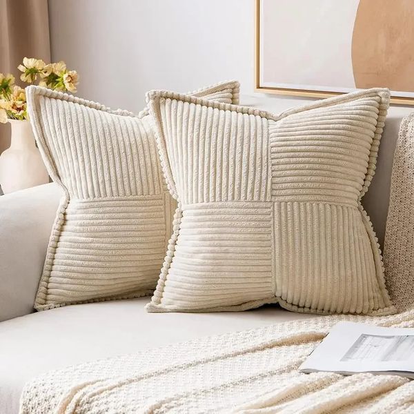 Bohemian striped pillowcase decoration soft cushion sofa living room bedding white throw cover polyester pillowcase 45x45 241205
