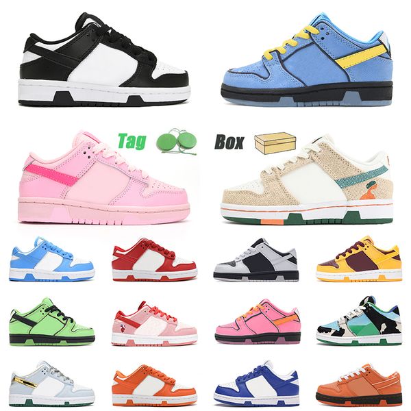 With Box Designer panda kid shoes kids sneakers children basketball trainers pandas low black white pink blue toddler skates board shoes boy