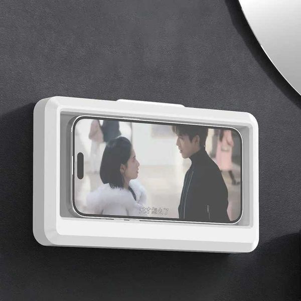 Bathroom Waterproof Phone Holder Rotatable Wall Phone Case Stand Selfadhesive Touch Screen Phone Bracket Shower Sealing StorageT250114