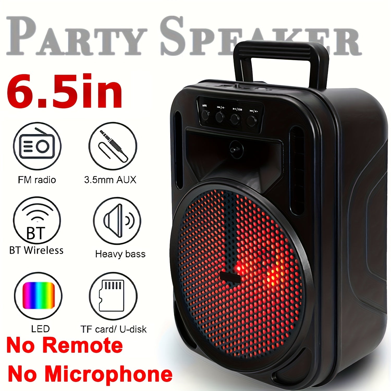 TEMU 1000w Portable Wireless System With Subwoofer, , 8-inch Speaker Karaoke Machine, Fm Radio, Eq Mode, Strobe Lights With Wire Microphone, Remote