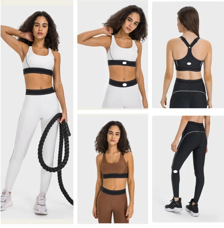 New AAdjustable Shoulder Strap Sports Bra Designer Bras Elastic Waist Training Yoga Pants Women Activewear Set Womens Bras leggings Fashion Sets Pan