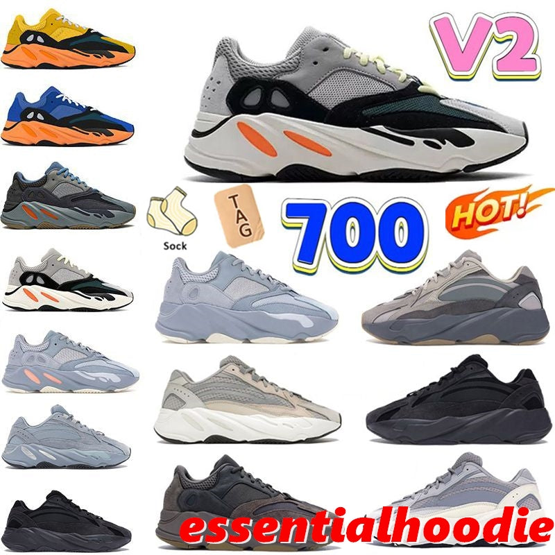 Designer 700 Yeezreel Sneakers V2 V3 Running Shoes Men Women 700s Azael Alvah Fade Salt Solid Grey Analog Hi-Res Static Vanta Mens Outdoor Trai yezz
