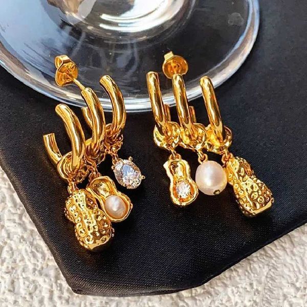 Dangle Chandelier Gold Colour Accessories for Women Baroque Style Pearl Pendant Earring Jewelry Cubic Zirconia Earrings Jewellery 24316