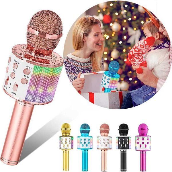 Karaoke microphone portable wireless Bluetooth transducer microphone used for singing voice birthday gifts boys girls toy F B240815