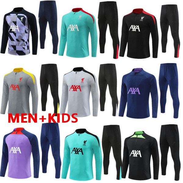 2024 2025 salah football tracksuit kit 24 25 mens kids half pull training jersey football tracksuit survetement foot chandal football tracks
