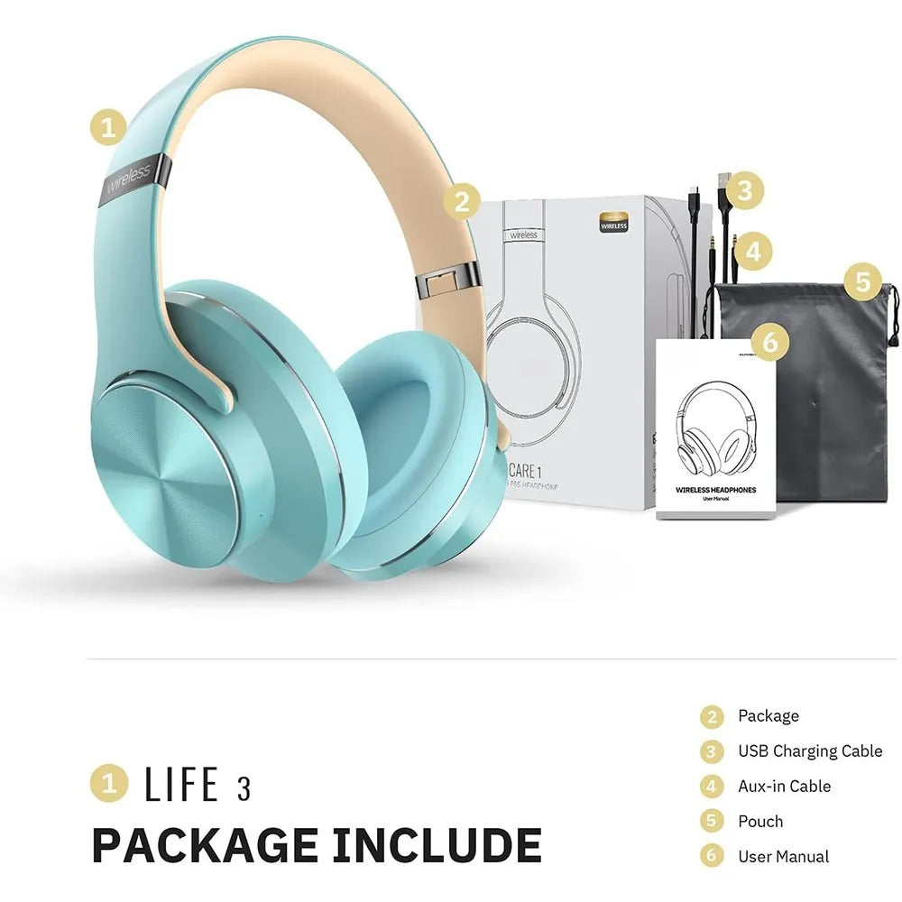 High Quality Vague 5 Bluetooth Headphones Wireless Headset 90 Hours Longlasting Noise Isolating HiFi Stereo Headphones with Mic Gaming Running Headb