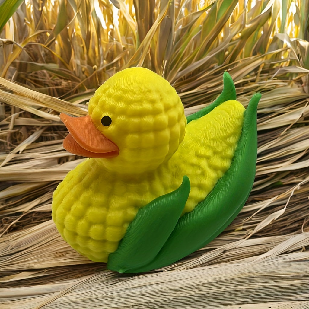 TEMU 1pc 3d Printed Corn Duck Figurine - Classic Plastic Collectible Decor, No Power Needed, Ideal For Home Office, Desk, Living Room, Bedroom, Gift