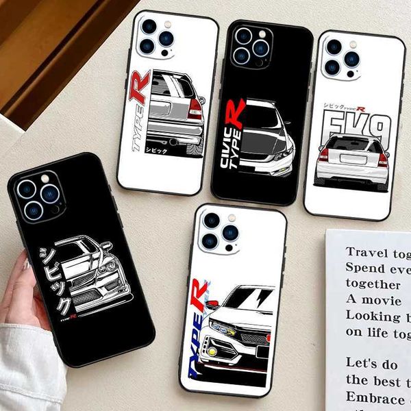 JDM Type R Civic Sport Car phone case suitable for iPhone 14 13 12 Pro Max Mini XR XS X 7 8 Plus 15 16 Pro Max cover M241012