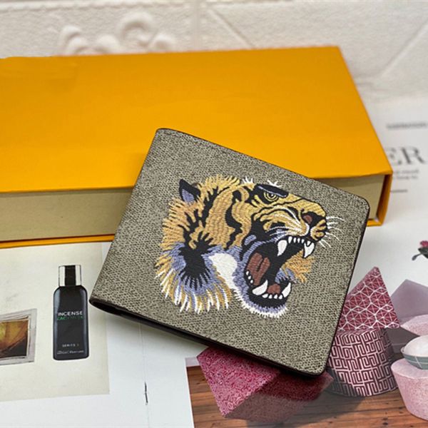 Men Animal Designers Fashion Short Wallet Leather Black Snake Tiger Bee Women Purse Card Holders With Gift Box Top Quality 10A aa 5A a