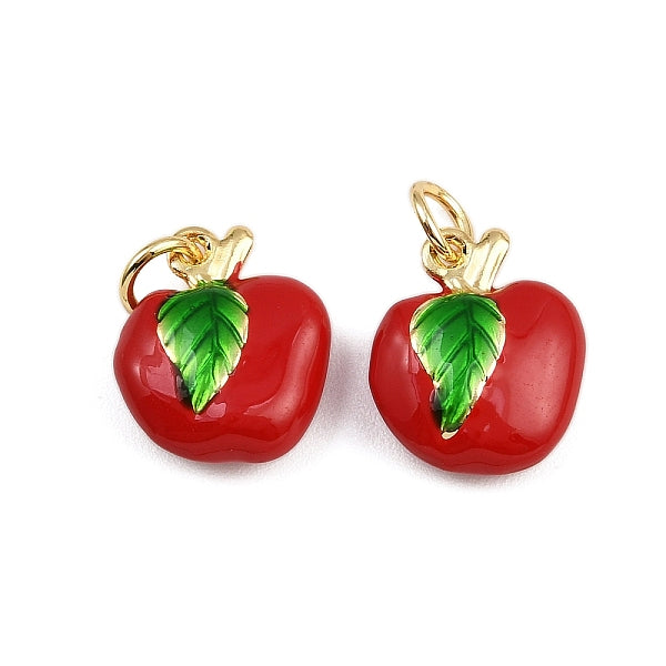 Messing Emaille Obst Apfel Charms