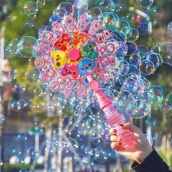 Novelty Games New childrens creative windmill bubble making machine childrens toy blower stick fun outdoor sports activities games gifts Q24