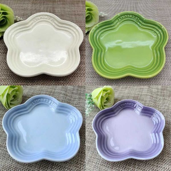 5.5inch Plum Blossom Small Plate Sauce Plates French Cool Color Cake Dish Gradual Spit Bone Dishs Tableware Ceramic DessertXJ241209