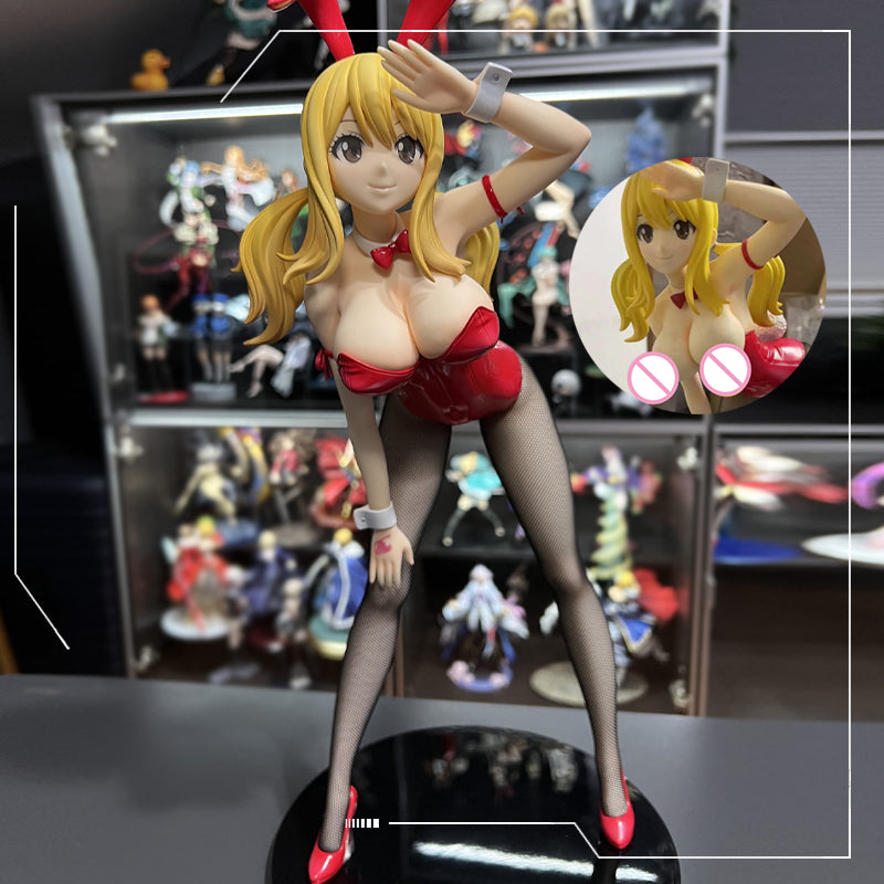 Movie Games 40CM FREEing B-style Anime Bunny Girl Figure Fairy Tail Lucy Heartfilia 1-4 PVC Action Figure Adult Collection model doll gifts