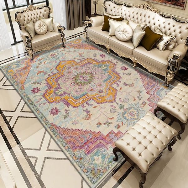 DH170 Large Persian Style Machine Washable Floor Mat for Living Room & Bedroom - Retro European Design