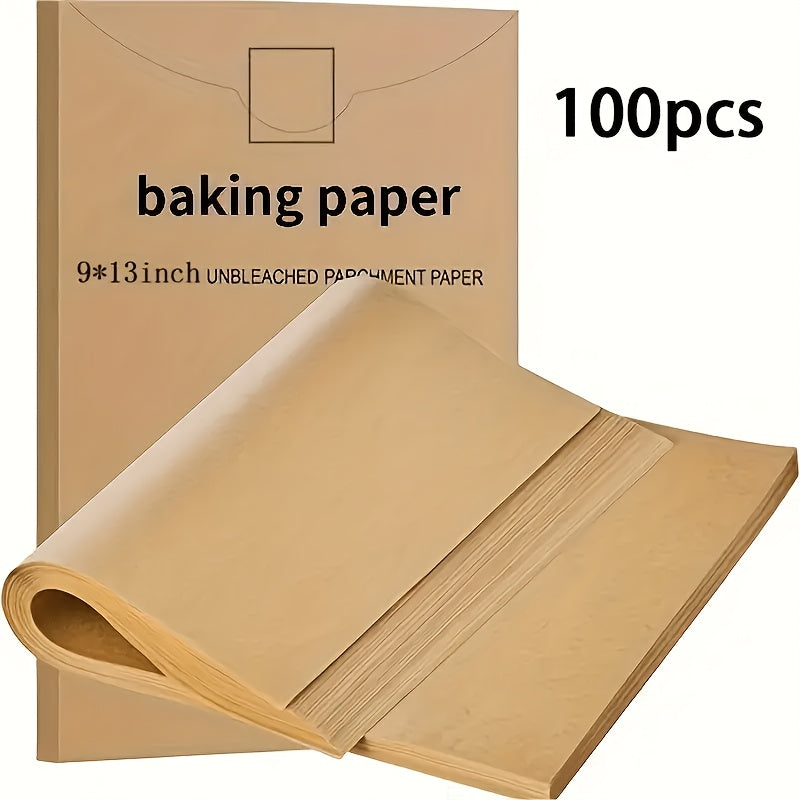 TEMU 100pcs Precut Baking Sheets - Extra Large 9x13 Inches, Heavy-duty Parchment Paper With Rounded Edges, Compatible With Cookie, Pizza, Pastries,