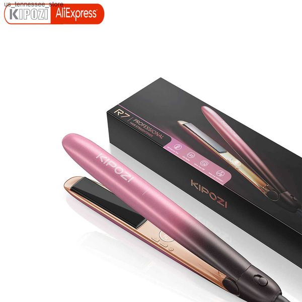 Hair Curlers Straighteners KIPOZI R7 Rose Gold Luxury Hair Straightener Curling Iron Titanium Flat Iron for Different Hair Style Salon Hair