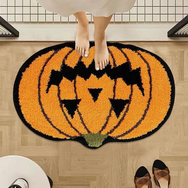 Halloween Bath Mat Halloween Bathroom Spider Web Rug Super Absorbent Spider Web Black Bathroom Rug for Bathroom Front Door Tub 240913