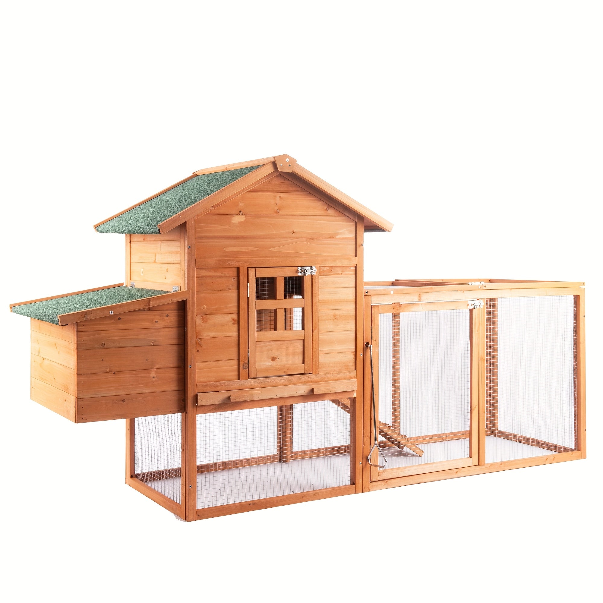 TEMU 80" Chicken Coop For 2-4 Chickens Outdoor Wooden Rabbit House Poultry Pet Hutch For Backyard W-run Cage & Nesting Box