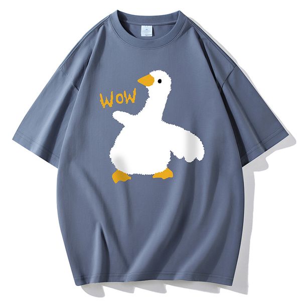 Funny Men&#039;s T-shirts Streetwear Harajuku Cartoon Fluffy Goose Duck T-Shirt 2024 Hip Hop Casual Cotton Loose Tee Shirts Tops