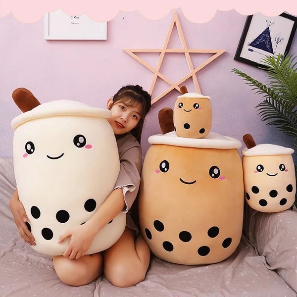 2470CM Real Person Bubble Tea Plush Toy Boba Milk Soft Fill Hug Pillow Ball Cup Mat Gift Girl 240717