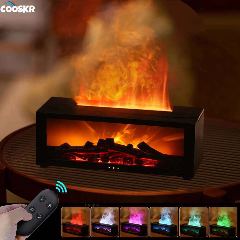 Air Essential Oils Humidifiers Home Aroma Humidifier Flame Automatic Fragrance Diffuser With LED Light Remote Control