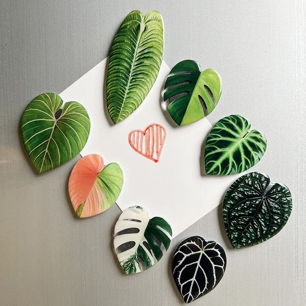 8pcs plant leaves acrylic refrigerator magnets decorative patch acrylic simulation of green leaves 240806