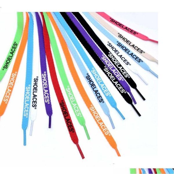 Shoe Parts Accessories New Colorf Lace Letter Font 8Mm Double Sides Printed Shoelaces Black White Laces Signed Off Flat Sh Series Randomly