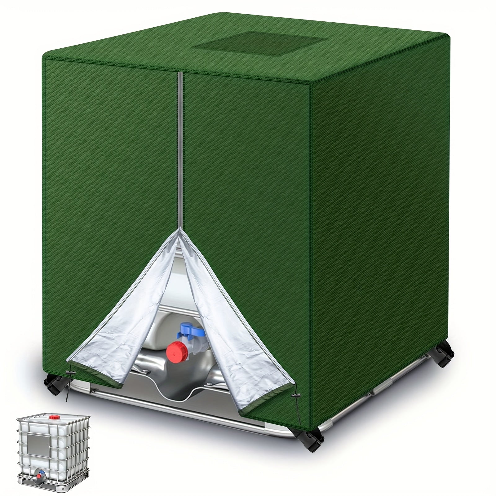 TEMU Heavy Duty Waterproof Ibc Tote Cover With Zipper, 420d , Fits 275 Gallon Water Tanks, Black - For Water Tanks