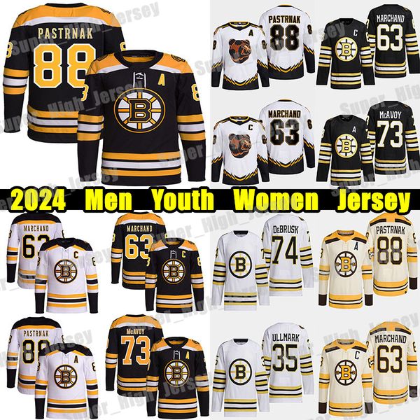 #88 David Pastrnak 100th Anniversary hockey jersey #63 Brad Marchand Patrice Bergeron Charlie McAvoy Jake DeBrusk Kevin Shattenkirk Swayman
