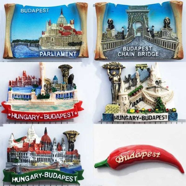 Fridge Magnets Creative multi-color Hungarian Budapest resin refrigerator 3D refrigerator magnet stickers for home decoration and travel mem