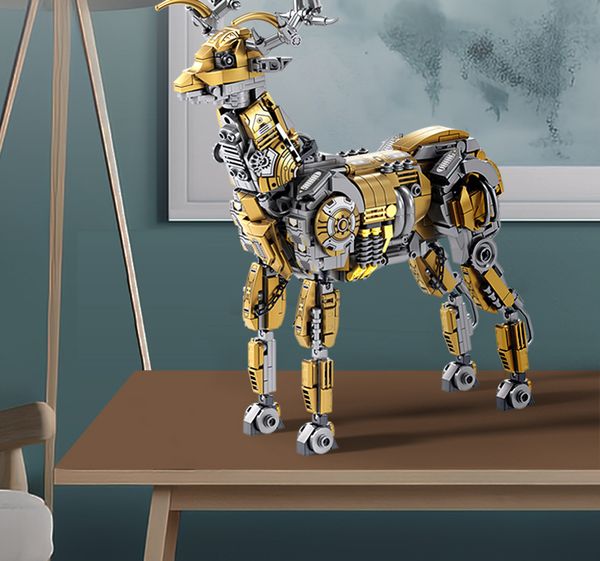 Funny Decor Mechanical elk model Kit Build Block Plastic Ornaments Puzzle DIY Building Blocks Toy for Kid Christmas Gift 3D Deer Hunt Vend i