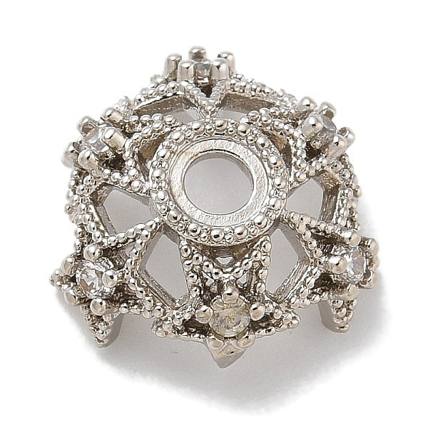 Capuchons de perles en laiton micro pavé en forme d'étoile avec placage en rack et zircone cubique transparente