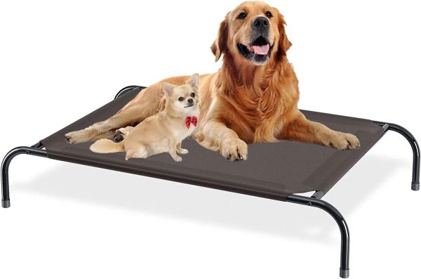 Cooling Elevated Dog Bed Portable Raised Pet Cot with Washable Breathable Mesh No Slip Rubber Feet for Indoor Outdoor Use LL