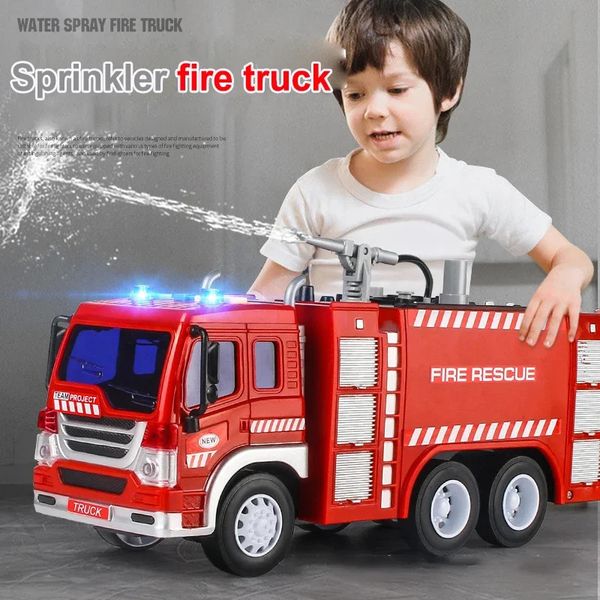 1 16 Simulation Fire Truck Model Large Sound Effect Light Ladder Water Supply Toy Childrens Gift 241018