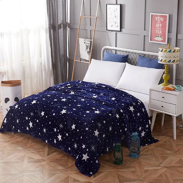 Bright Stars Bedspread blanket 200x230cm High Density Super Soft Flannel Blanket to on for the Sofa-Bed-Car Portable Plaids 250207