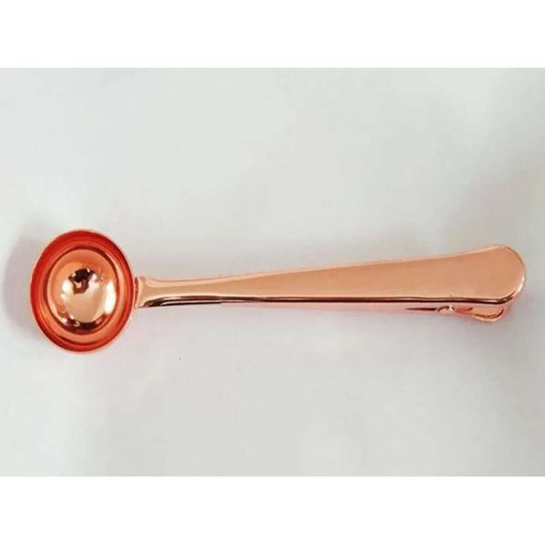 Steel Stainless Rose 100Pcs-Lot Gold Coffee Measuring Scoop With Bag Clip Sealing Tea Measure Spoon Kitchen Tool
