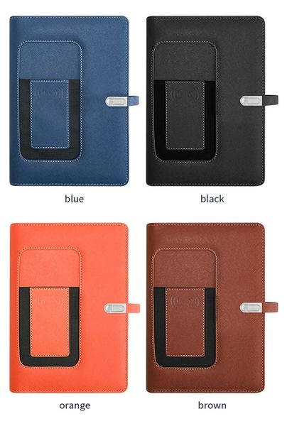 Notepads Wireless Charger With Recording Notebook Phone Pocket Leather Book Cover 10000mAh Power Bank USB TYPE C Charge Smart Notepad 231020