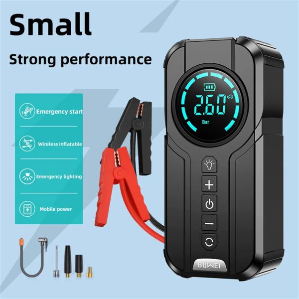 Car Jump Starter Pump Power Bank Lighting Portable Air Compressor Cars Battery Starters Starting Auto Tyre Iator