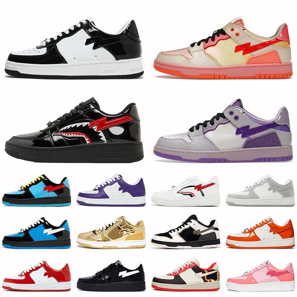 2025 New Hot SK8 Stas Patent Designer Casual Shoes Womens Mens Platform Skateboarding Shark Face Trainers Luxury Calfskin Jogging Waling Out