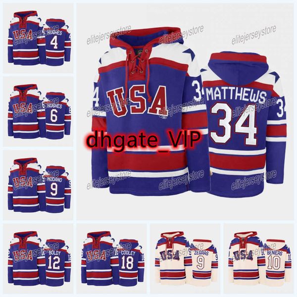 Hockey Jerseys Custom USA Hoodie Jersey Cole Caufield Blake Wheeler Mike Modano Jack Hughes Matthew Boldy Patrick Kane Logan Cooley Personal